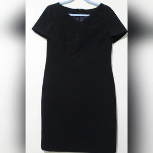 Tahari Petite Black V Neck Sheath‎ Dress Size 6P